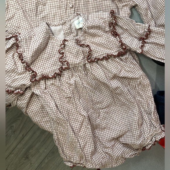 Louis Louise Ocean Brushed Baby Overall- Twill checked - Picture 2 of 2